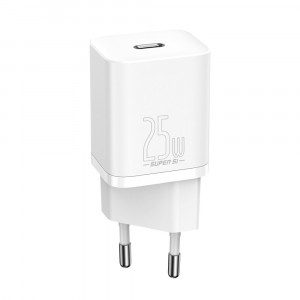 Зарядно за стена BASEUS Super Si 1C 25W USB Type C PD QC (CCSP020102) бяло
