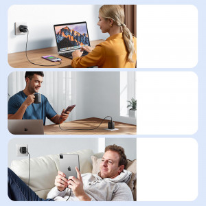 Зарядно за стена JOYROOM JR-TCF09 40W 2x USB Type C черно - Img 9