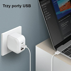 Зарядно за стена UNIQ Verge Pro GaN 66W USB Type A / 2x USB Type C бяло - Img 5