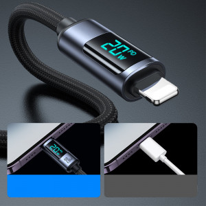 Кабел за зареждане и данни с дисплей и оплетка JOYROOM USB Type C към Lightning 20W 1.2m S-CL020A16 черен - Img 4