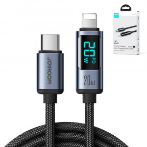 Кабел за зареждане и данни с дисплей и оплетка JOYROOM USB Type C към Lightning 20W 1.2m S-CL020A16 черен - Img 14