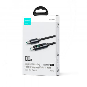 Кабел за зареждане и данни с дисплей и оплетка JOYROOM USB Type C към USB Type C 100W 1.2m S-CC100A16 черен - Img 8