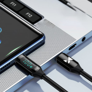 Кабел за зареждане и данни с дисплей и оплетка WOZINSKY USB Type C към USB Type C WUCCC1 Power Delivery 100W 1m черен - Img 5