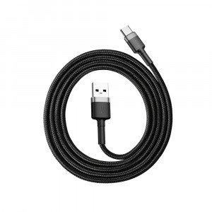 Кабел за зареждане и данни с оплетка BASEUS Cafule USB Type A към USB Type C 3A 1m (CATKLF-BG1) черен / сив - Img 13