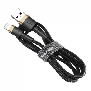 Кабел за зареждане и данни с оплетка BASEUS Cafule USB Type A към Lightning с бързо зареждане 3.0 2A 3m (CALKLF-RV1) черен / златен - Img 9