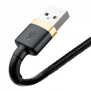 Кабел за зареждане и данни с оплетка BASEUS Cafule USB Type A към Lightning с бързо зареждане 3.0 2A 3m (CALKLF-RV1) черен / златен - Img 5