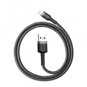 Кабел за зареждане и данни с оплетка BASEUS Cafule USB Type A към Lightning с бързо зареждане 3.0 2.4A 0.5m черен / сив (CALKLF-AG1) - Img 6