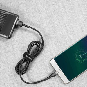 Кабел за зареждане и данни с оплетка BASEUS Cafule USB Type A към micro USB с бързо зареждане 3.0 2.4A 1m черен / сив (CAMKLF-BG1) - Img 7