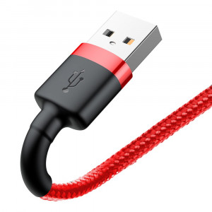 Кабел за зареждане и данни с оплетка BASEUS Cafule USB Type A към Lightning с бързо зареждане 3.0 2A 3m червен (CALKLF-R09) - Img 4