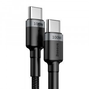 Кабел за зареждане и данни с оплетка BASEUS Cafule USB Type C към USB Type C Power Delivery 2.0 100W 20V 5A 2m сив (CATKLF-ALG1) - Img 4