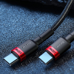 Кабел за зареждане и данни с оплетка BASEUS Cafule USB Type C към USB Type C Power Delivery 2.0 100W 20V 5A 2m сив (CATKLF-ALG1) - Img 11
