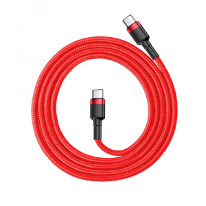 Кабел за зареждане и данни с оплетка BASEUS Cafule USB Type C към USB Type C Power Delivery 2.0 60W 20V 3A с бързо зареждане 3.0 1m червен (CATKLF-G09) - Img 2