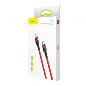 Кабел за зареждане и данни с оплетка BASEUS Cafule USB Type C към USB Type C Power Delivery 2.0 60W 20V 3A с бързо зареждане 3.0 1m червен (CATKLF-G09) - Img 12