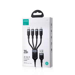 Кабел за зареждане и данни с оплетка JOYROOM 4in1 USB Type A към USB Type C / 2x Lightning / Micro USB 1.2m S-1T4018A18 черен - Img 5