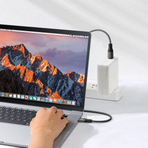 Кабел за зареждане и данни с оплетка JOYROOM Light-Speed SA25-CC5 100W USB Type C към USB Type C 1.2m черен - Img 8