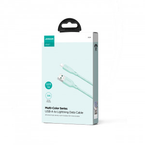 Кабел за зареждане и данни с оплетка JOYROOM Multi-Color SA34-AL3 USB Type A към Lightning 3A 1m зелен - Img 5