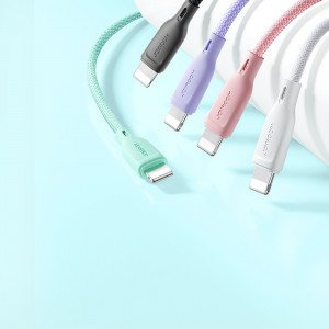 Кабел за зареждане и данни с оплетка JOYROOM Multi-Color SA34-AL3 USB Type A към Lightning 3A 1m розов - Img 17