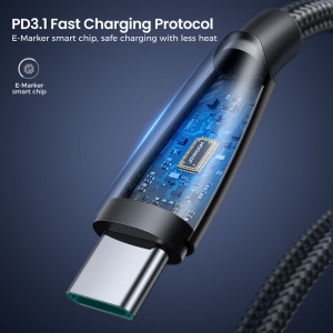 Кабел за зареждане и данни с оплетка JOYROOM Pioneer SA31-CC5 USB Type C към USB Type C 240W 1.2m черен - Img 17