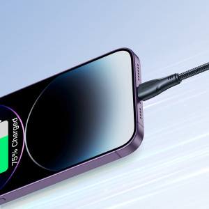 Кабел за зареждане и данни с оплетка JOYROOM Surpass USB Type A към Lightning 2.4A 2m черен (S-UL012A11) - Img 8