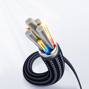 Кабел за зареждане и данни с оплетка JOYROOM USB Type C към USB Type C 100Wс бързо зареждане 1.2m син (S-CC100A4) - Img 10