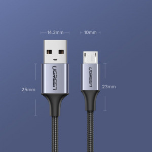 Кабел за зареждане и данни с оплетка UGREEN кабел USB Type A към micro USB кабел 1m сив (60146) - Img 13