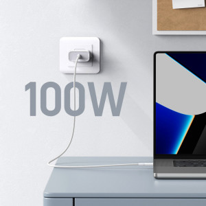 Кабел за зареждане и данни с оплетка UGREEN US557 USB Type C към USB Type C Power Delivery 100W 1m бял - Img 4