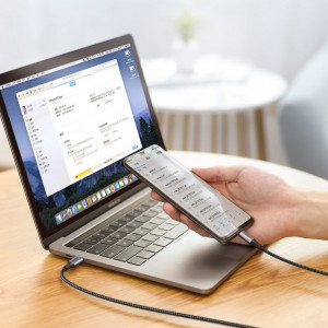 Кабел за зареждане и данни с оплетка UGREEN USB Type C към USB Type C 5A 100W Power Delivery с бързо зареждане 3.0 FCP 480Mb/s 2m сив (70429 US316) - Img 11