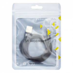 Кабел за зареждане и данни с оплетка WOZINSKY USB Type A към Lightning 2.4A 1m черен (WUC-L1B) - Img 5