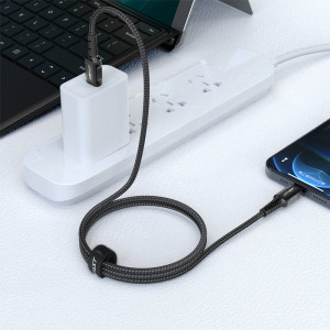 Кабел за зареждане и данни ACEFAST MFI USB Type C към Lightning 1.2m 30W 3A черен (C1-01 черен) - Img 4