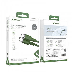 Кабел за зареждане и данни ACEFAST USB Type C към USB Type C 60W 20V 3A 1.2m (C2-03) маслинено зелен - Img 5