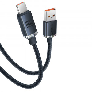Кабел за зареждане и данни BASEUS Crystal Shine USB Type A към USB Type C с бързо зареждане 100W 1.2m (CAJY000405) лилав - Img 12