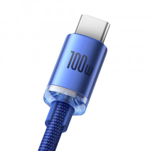 Кабел за зареждане и данни BASEUS Crystal Shine USB Type A към USB Type C с бързо зареждане 100W 2m син (CAJY000503) - Img 3