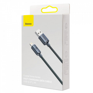 Кабел за зареждане и данни BASEUS Crystal Shine USB Type A към Lightning с бързо зареждане 2.4A 1.2m (CAJY000001) черен - Img 5