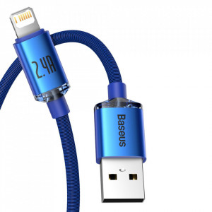 Кабел за зареждане и данни BASEUS Crystal Shine USB Type A към Lightning с бързо зареждане 2.4A 1.2m (CAJY000003) син - Img 10