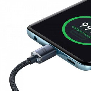 Кабел за зареждане и данни BASEUS Crystal Shine USB Type C към USB Type C с бързо зареждане 100W 1.2m (CAJY000601) черен - Img 4