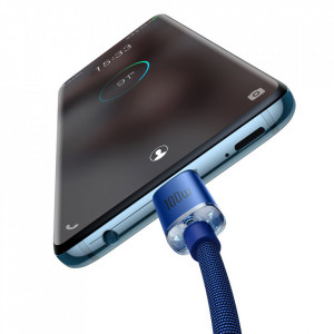 Кабел за зареждане и данни BASEUS Crystal Shine USB Type C към USB Type C с бързо зареждане 100W 1.2m (CAJY000603) син - Img 3