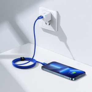 Кабел за зареждане и данни BASEUS Crystal Shine USB Type C към Lightning с бързо зареждане 20W 1.2m син (CAJY000203) - Img 10