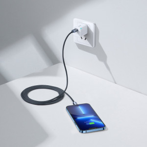 Кабел за зареждане и данни BASEUS Crystal Shine USB Type C към Lightning с бързо зареждане 20W 2m черен (CAJY000301) - Img 10