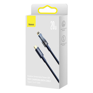 Кабел за зареждане и данни BASEUS Explorer USB Type C към Lightning 20W 1m син (CATS000003) - Img 5