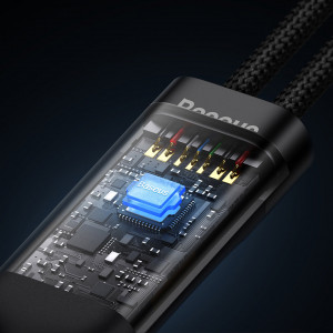 Кабел за зареждане и данни BASEUS Flash II 2in1 USB Type C към 2xUSB Type C с бързо зареждане 100W 1.5m черен - Img 12