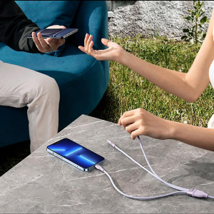 Кабел за зареждане и данни BASEUS Flash II USB Type C / USB Type A към Lightning / USB Type C / micro USB 100W 1.5m (CASS030201) черен - Img 12