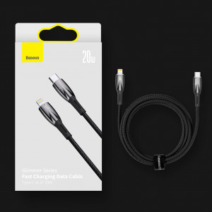 Кабел за зареждане и данни BASEUS Glimmer USB Type A към USB Type C с бързо зареждане 100W 480Mb/s 1m бял - Img 17