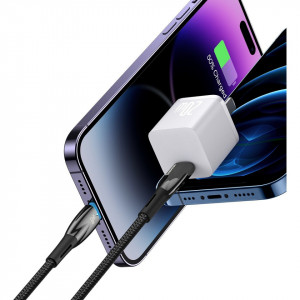 Кабел за зареждане и данни BASEUS Glimmer USB Type C към Lightning с бързо зареждане 480Mb/s Power Delivery 20W 2m черен - Img 8
