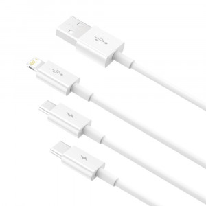 Кабел за зареждане и данни BASEUS Superior 3in1 USB Type A към Lightning / USB Type C / micro USB 3.5A 1.5 m бял (CAMLTYS-02) - Img 4