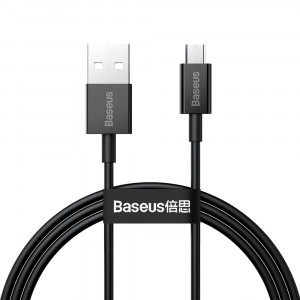 Кабел за зареждане и данни BASEUS Superior USB Type A micro USB с бързо зареждане 2A 1m черен (CAMYS-01) - Img 1