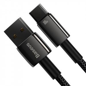 Кабел за зареждане и данни BASEUS Tungsten Gold USB Type A към USB Type C 480Mb/s 100W 1m черен (CAWJ000001) - Img 4
