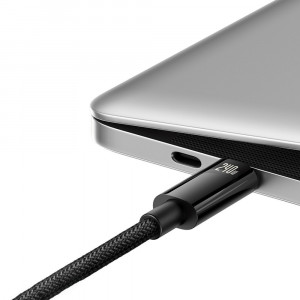 Кабел за зареждане и данни BASEUS Tungsten Gold USB Type C към USB Type C 480Mb/s 240W 1m CAWJ040101 черен - Img 3