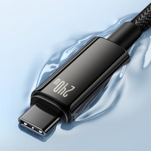 Кабел за зареждане и данни BASEUS Tungsten Gold USB Type C към USB Type C 480Mb/s 240W 3m CAWJ040101 черен - Img 6