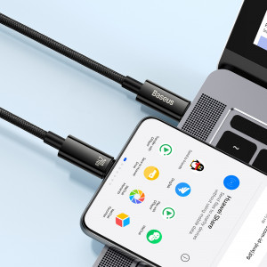 Кабел за зареждане и данни BASEUS Tungsten Gold USB Type C към USB Type C 480Mb/s 240W 2m CAWJ040101 черен - Img 7