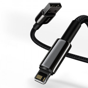 Кабел за зареждане и данни BASEUS Tungsten USB Type A към Lightning cable 2.4A 2m черен (CALWJ-A01) - Img 12